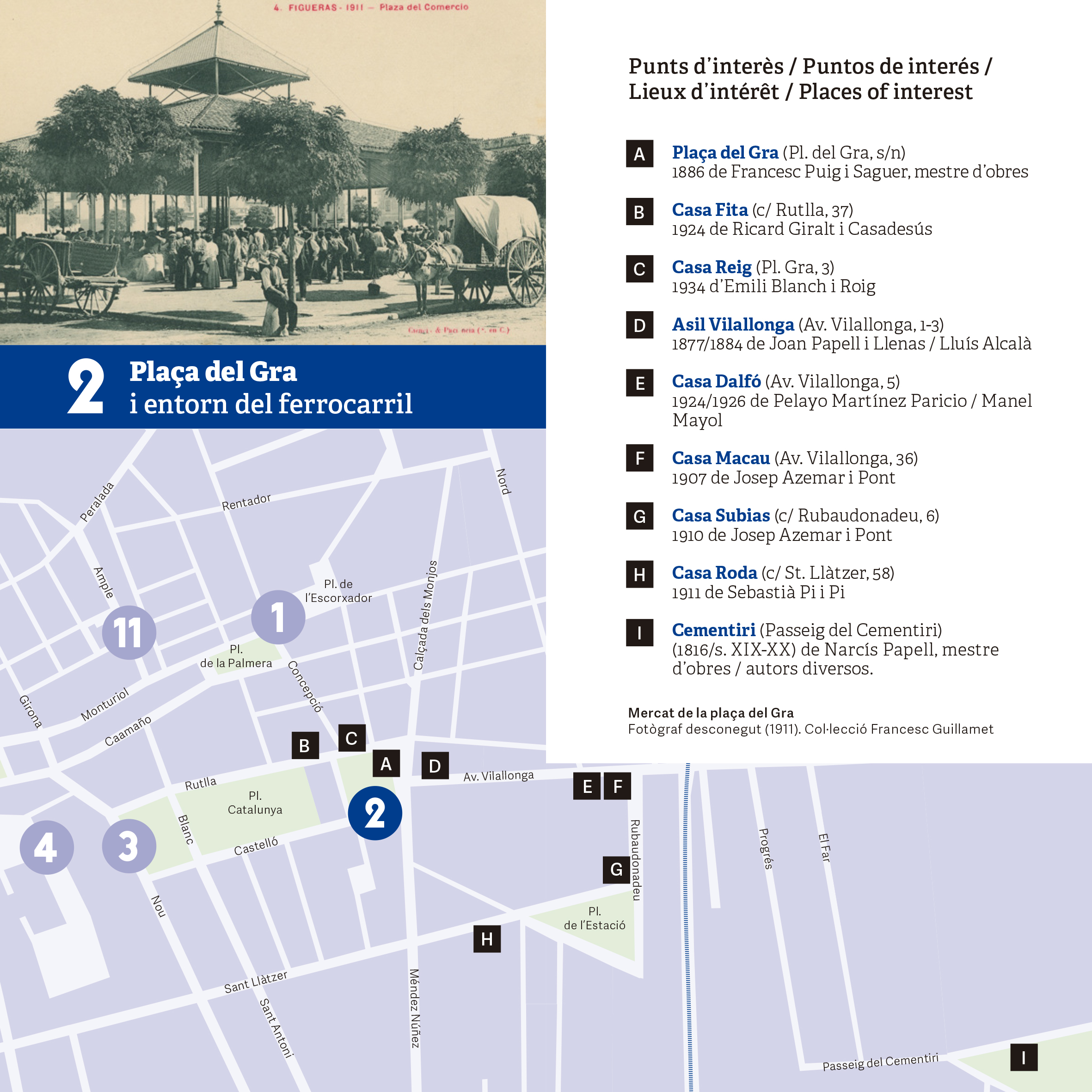 Figueres - Plaça del Gra i entorn del ferrocarril (Edita: Oficina de Turisme de Figueres)