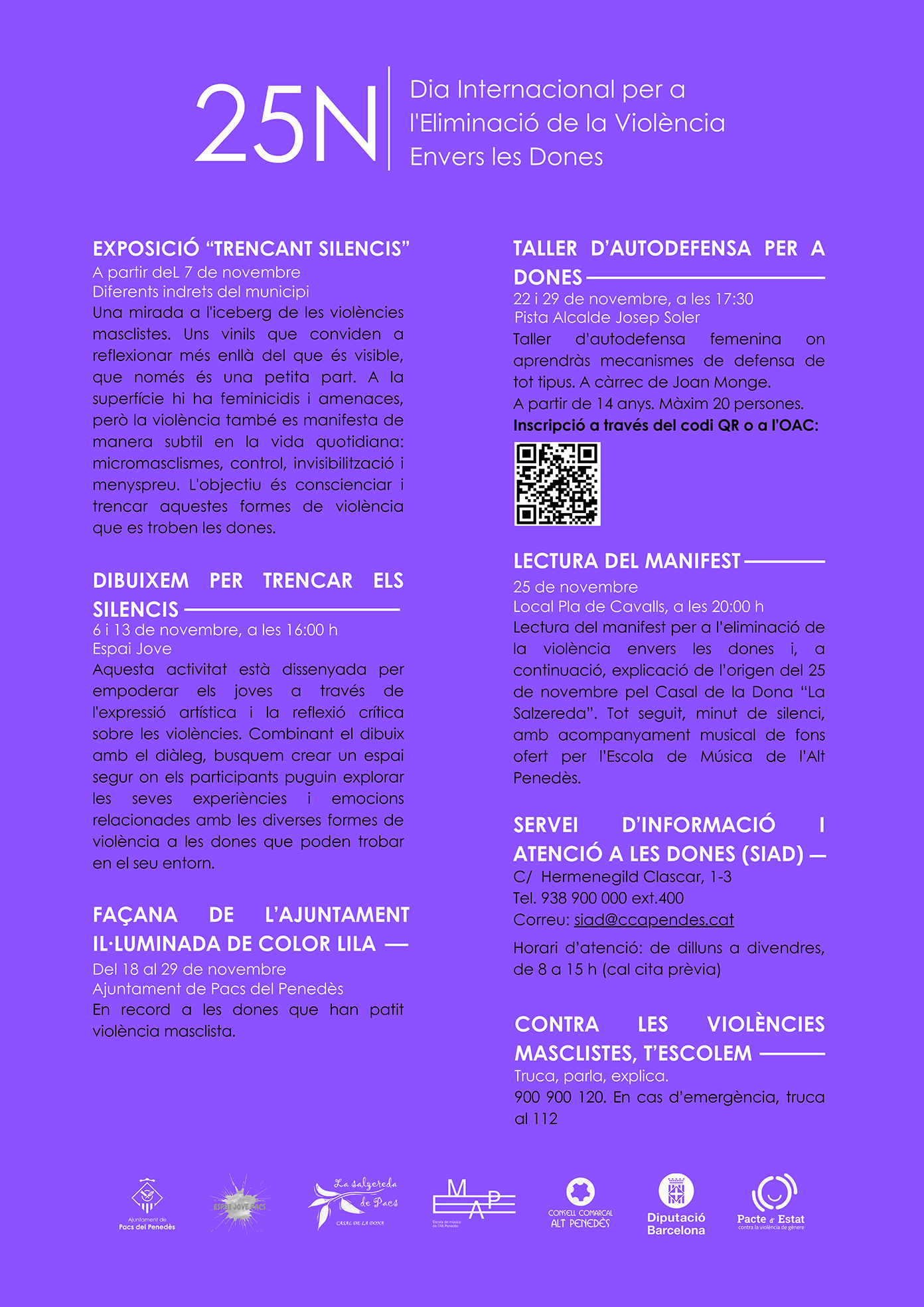 25N Dia internacional per a l'eliminació de la violència envers les Dones a Pacs del Penedès