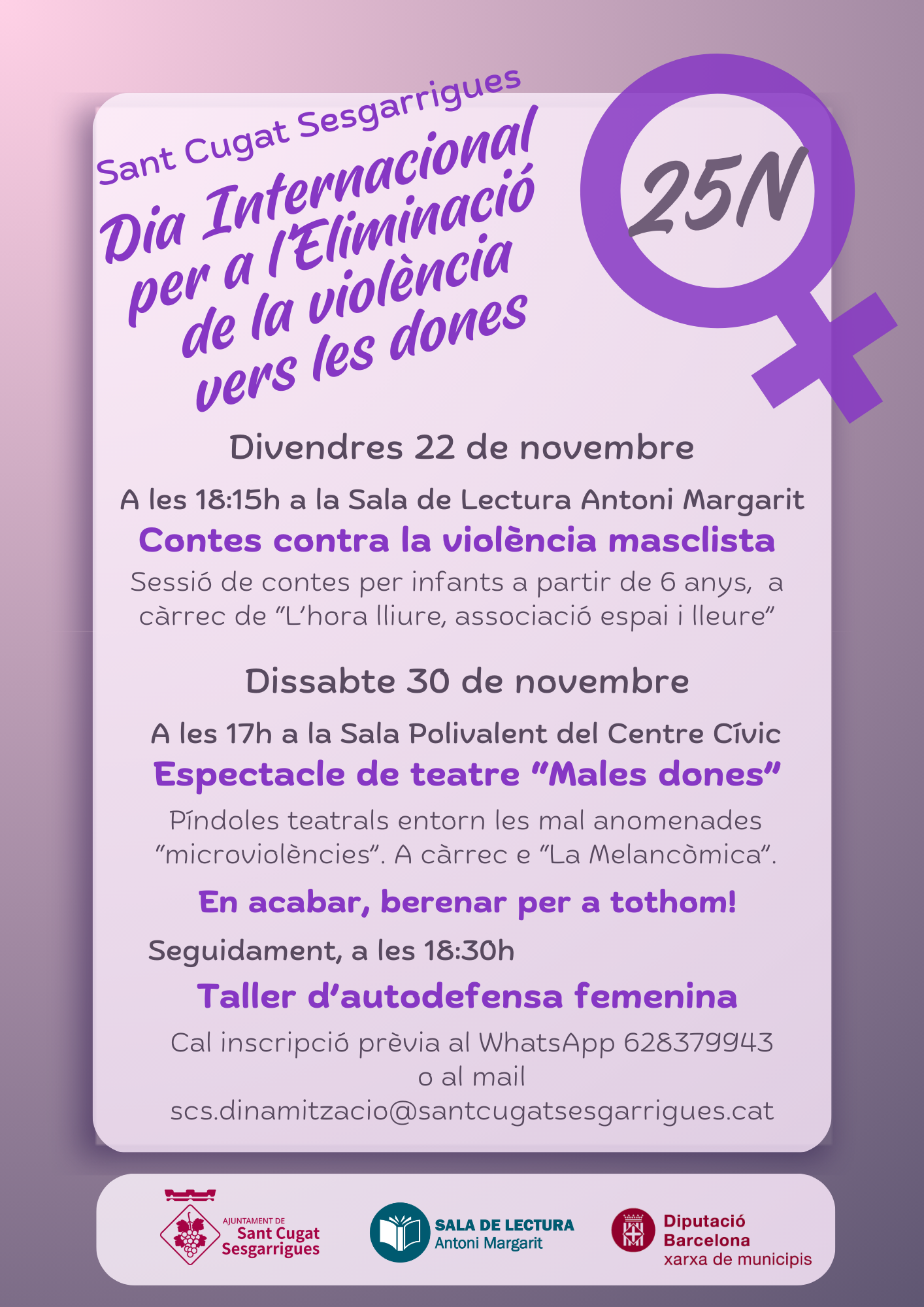 25N Dia Internacional per a l'Eliminació de la violència vers les dones a Sant Cugat Sesgarrigues