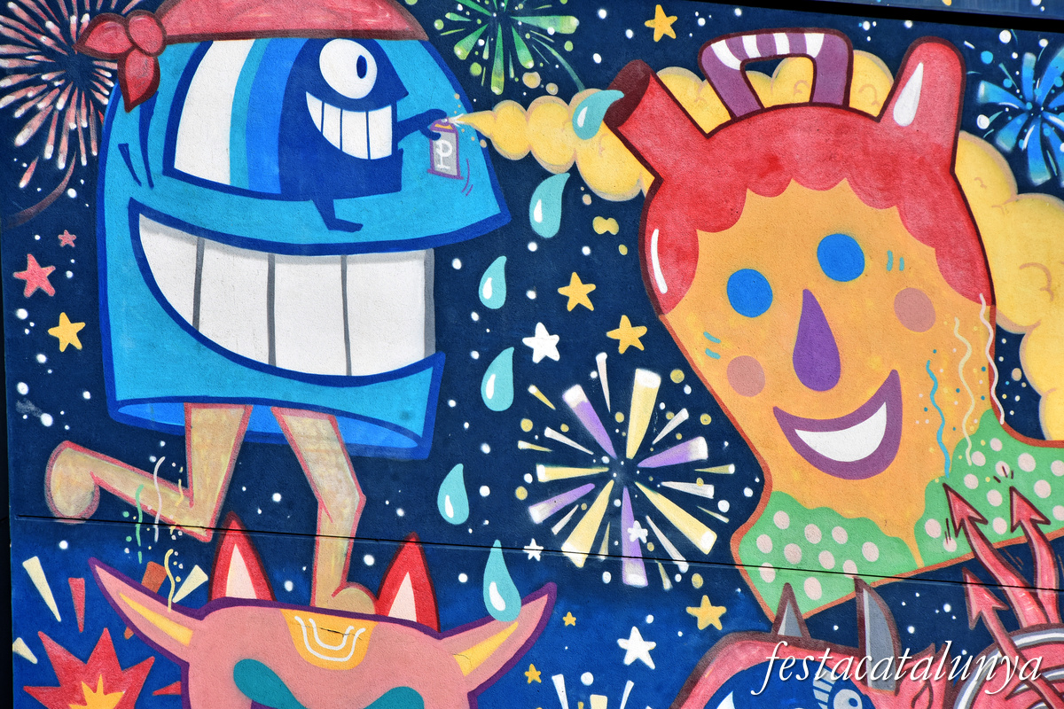 Sant Adrià de Besòs - Murals de la fàbrica Polydor - Els Castellers de Zosen i el Pez 