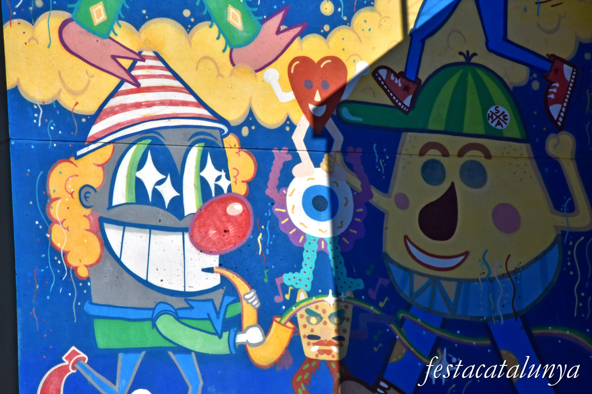 Sant Adrià de Besòs - Murals de la fàbrica Polydor - Els Castellers de Zosen i el Pez