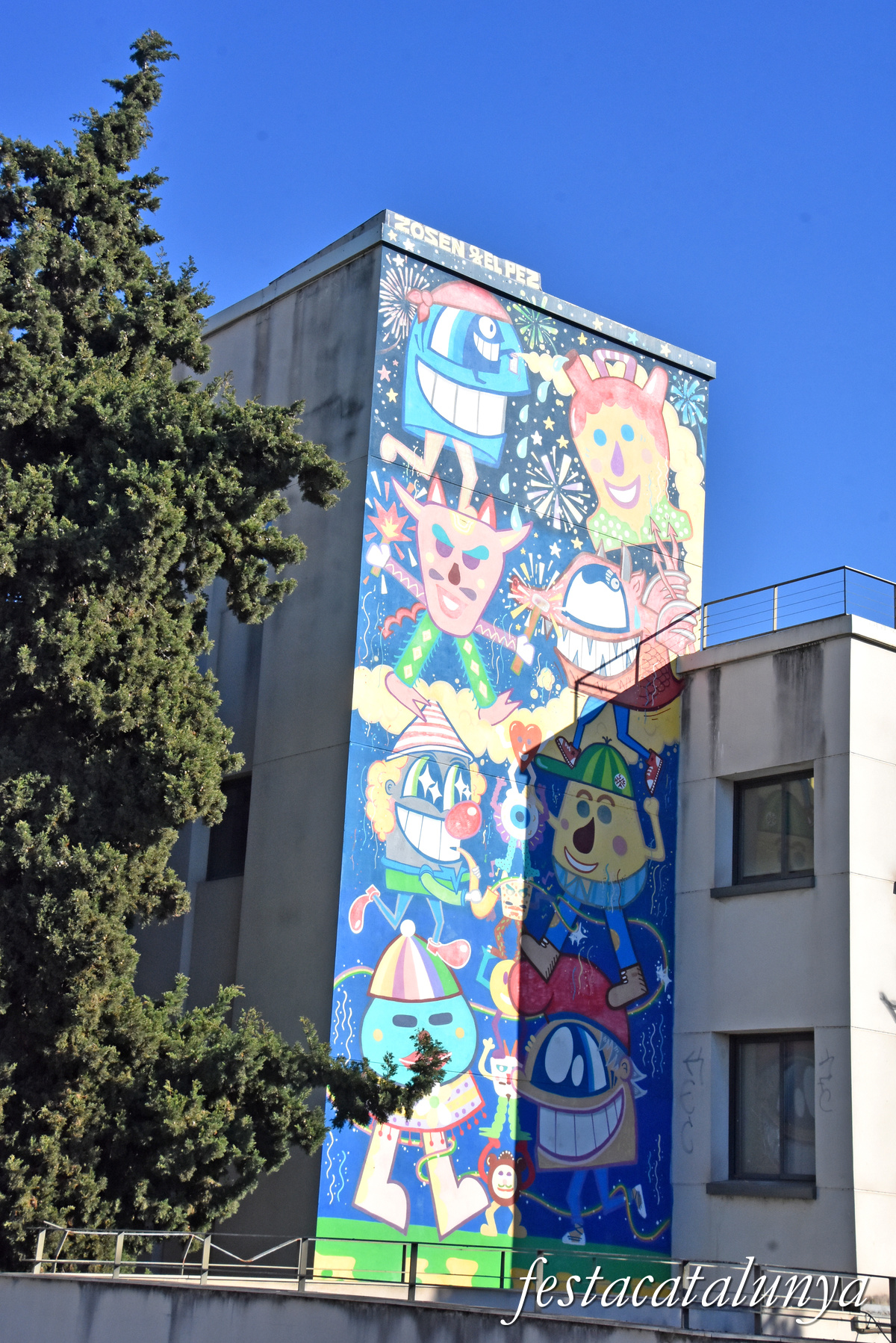 Sant Adrià de Besòs - Murals de la fàbrica Polydor - Els Castellers de Zosen i el Pez