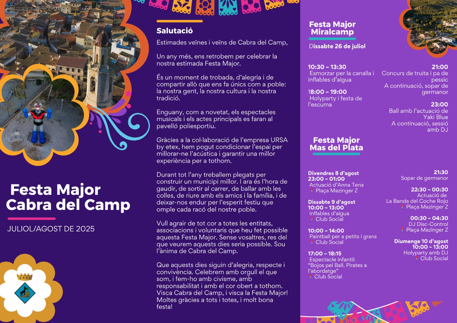 Festa Major de Miralcamp, Mas del Plata i Cabra del Camp