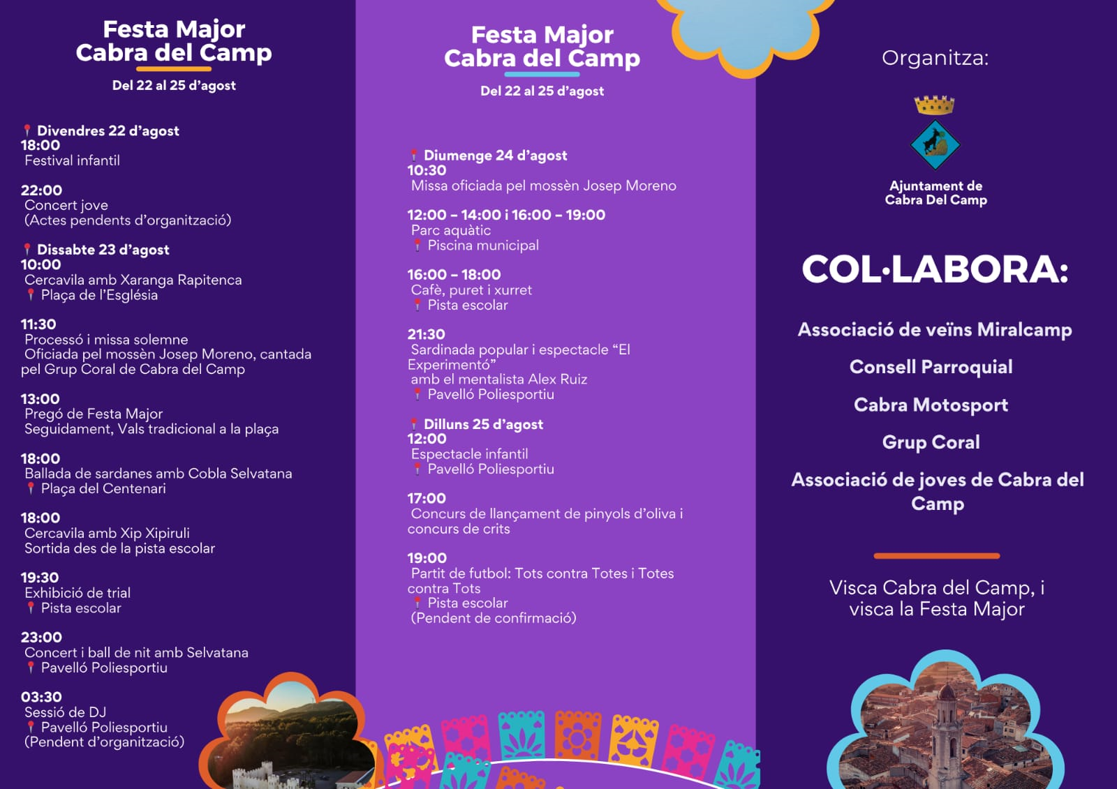 Festa Major de Miralcamp, Mas del Plata i Cabra del Camp