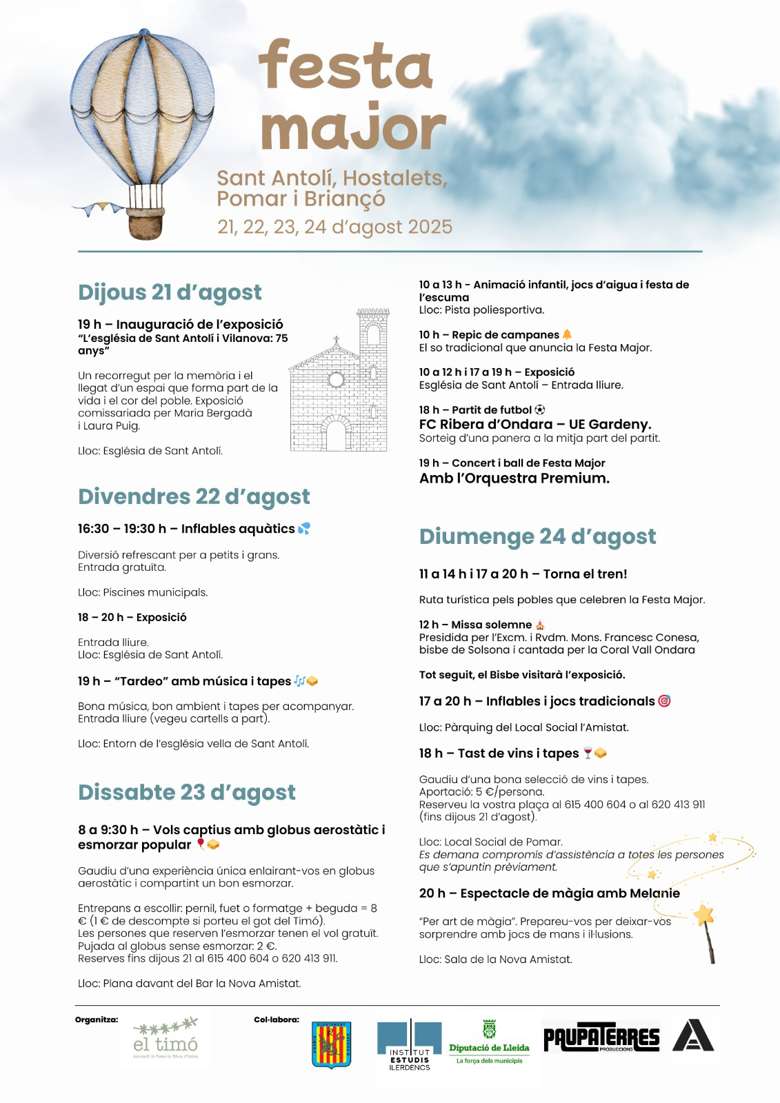 Festa Major de Sant Antolí, Hostalets, Pomar i Briançó