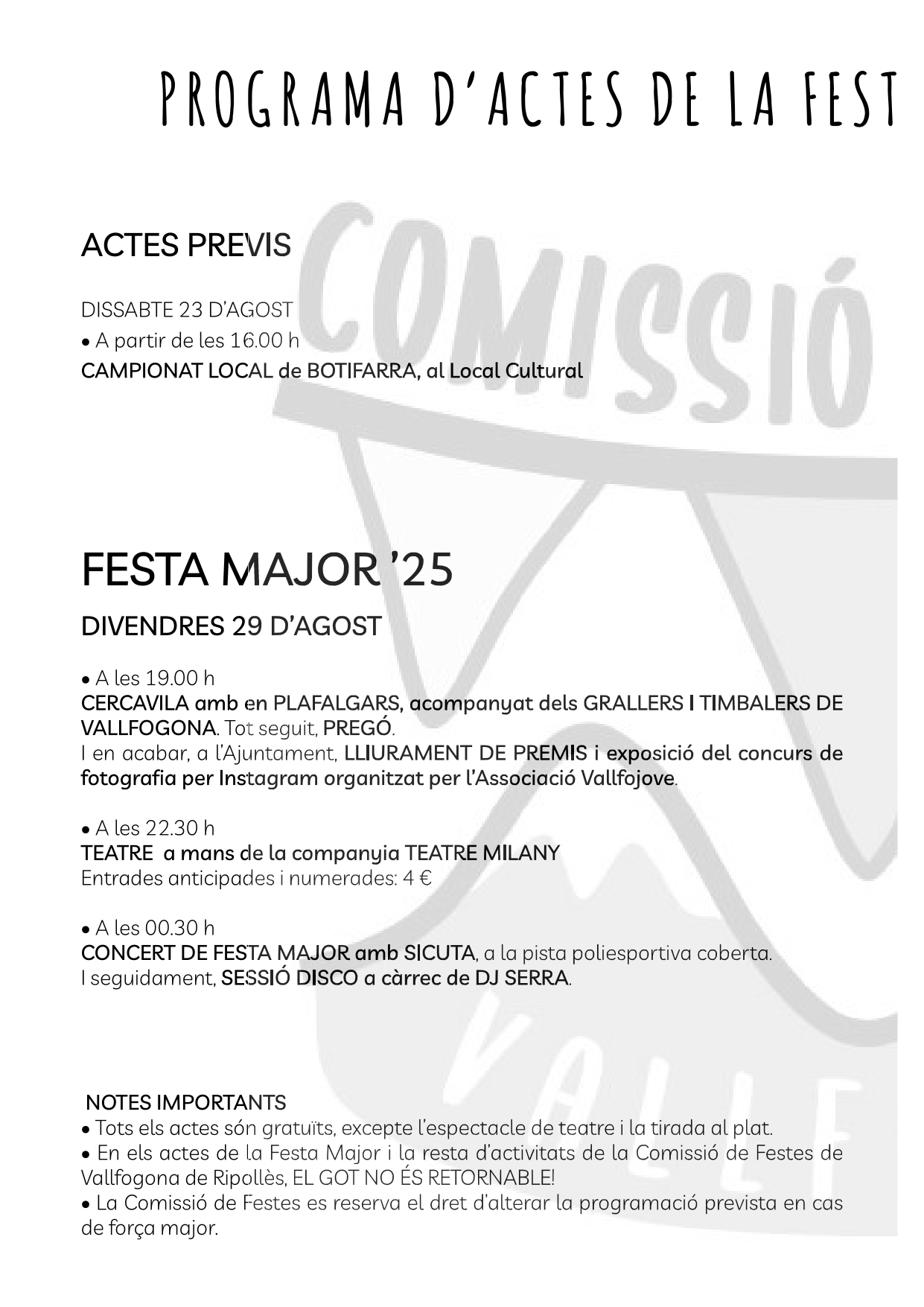 Festa Major de Vallfogona de Ripollès